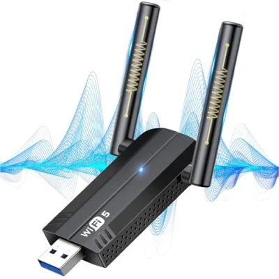 Image de KiWiBiRD clé WiFi USB 3.0 puissante AC1300 mbps 5G Hz 2.4G Double Bande 5dBi antenne cle réseau dongle Clef Adaptateur Compatible avec televiseur Ordinateur Fixe PC Gamer Windows 11/10/8.1/7/XP