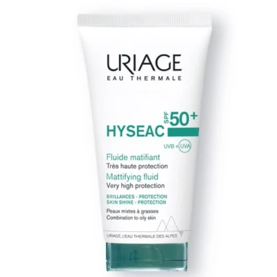 Image de Uriage Hyseac Fluide Matifiant SPF50+ Absorbe l&#039;Excès de Sébum, Matifie et Hydrate Protège des Rayons UVA/UVB pour Prévenir l&#039;Effet Rebond Léger non Collant Peaux Mixtes à Grasses 50ml