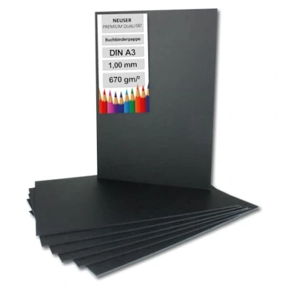 Image de Lot de 20 cartons reliure, format A3, noirs, épaisseur : 1 mm, grammage 670 g/m²