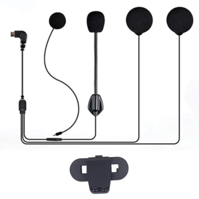 Image de FreedConn Microphone + Headset Casque &amp; Clip Set Accessoire pour T COMVB et COMSC Series de Moto Bluetooth Interphone Intercom(Version 2021, 5 Pin)