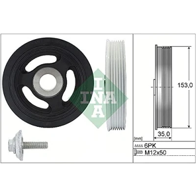 Image de INA 544 0104 20 Kit de poulies, vilebrequin PEUGEOT: Partner I Combispace, 207 3/5 portes, 206 CITROËN: Xsara Picasso, C3 portes