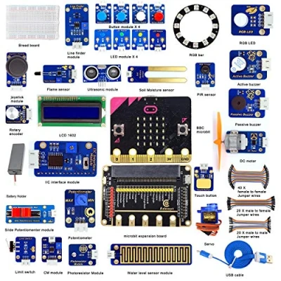 Image de Adeept Microbit Sensor Starter Kit pour BBC Micro:bit de démarrage programmable avec 35 projets PDF Tutoriels Livre et carte d&#039;extension inclus
