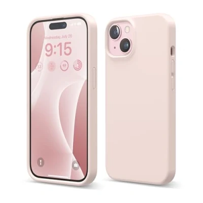 Image de elago Coque en Silicone Liquide Compatible avec iPhone 15, de qualité supérieure, Protection intégrale [Structure à 4 Couches Anti Choc], Doublure Microfibre Douce Rayures