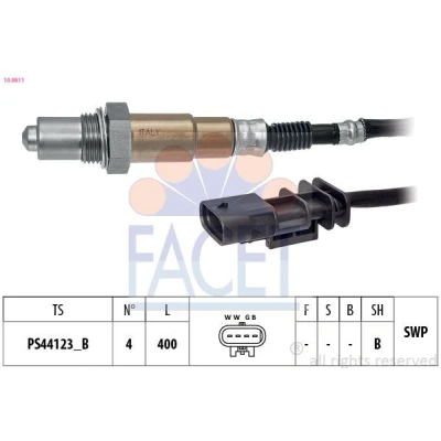 Image de FACET 10.8611 Sonde lambda chauffé, planaire, Filetage prégraissé VOLVO: XC90 II, XC60 II
