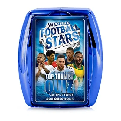 Image de Top Trumps World Football Stars Quiz Game, 500 questions pour tester vos connaissances et votre mémoire du football, y compris Cristiano Ronaldo, Lionel Messi, Harry Kane, cadeau jouet garçons