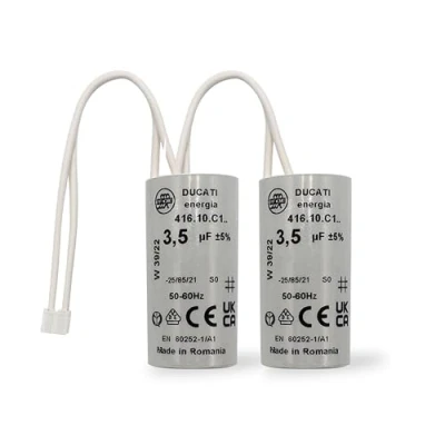 Image de 2 Condensateur 3,5 uF à Connecteurs pour Moteur de Volet Roulant Bubendorff Cylindrique réparation Haute qualité et longue durée vie Fond plat 250 V Ducati