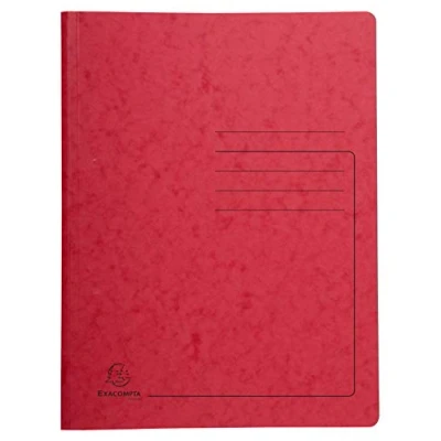 Image de Exacompta Réf. 240225E Carton de 25 chemises classement à ressort en carte lustrée 355 g/m² couverture imprimée chemise certifiée FSC® dimensions 24 x 32 cm pour format A4 rouge