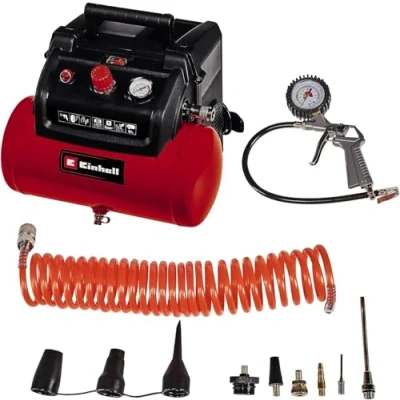 Image de Einhell Compresseur TC AC 190/6/8 OF Set (8 bar, réservoir à air 6 litres, moteur sans huile, avec accessoires)