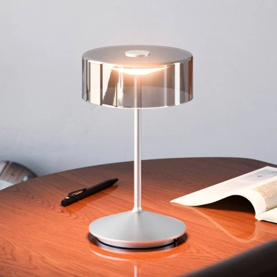 Image de Sigor Lampe de table LED rechargeable Numotion, argent, verre, IP54, intensité
