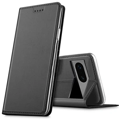 Image de Verco Étui de protection à rabat en cuir synthétique pour Google Pixel 7a Noir
