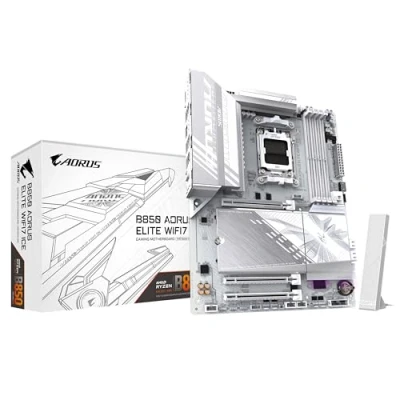 Image de GIGABYTE B850 AORUS Elite WIFI7 Ice Carte Mère AMD Ryzen 9000 Series CPUs, VRM numérique 12+2+1 Phases, jusqu&#039;à 8200MHz DDR5 (OC), 1xPCIe 5.0 + 2xPCIe 4.0 M.2, LAN 2,5, WiFi 7, USB 3.2 Gen 2x2