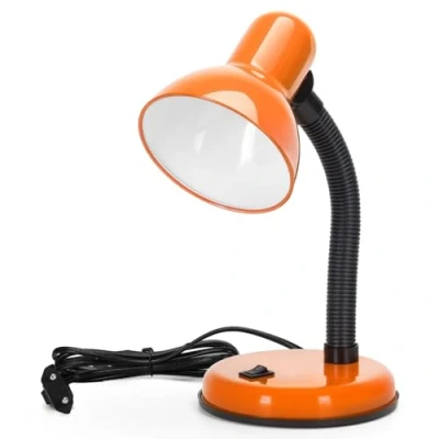 Image de Aigostar Vintage Lampe de Bureau, Table Retro avec Prise, Sans Ampoule, Compatible Les Ampoules LED Modele E27, Colonne Reglable, Orange