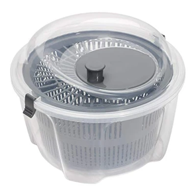 Image de Chef Aid Essoreuse à salade en plastique transparent mesurant 24,5 cm x 16 cm, capacité de 4,4 litres avec mécanisme d&#039;essorage facile