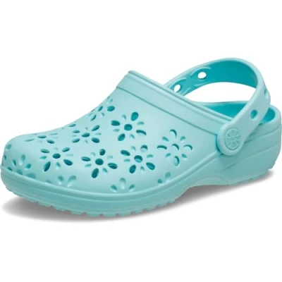 Image de Crocs Mixte Enfant Classic Floral Cut Out Clog T Sabot, Bleu Vert, 5 UK Child