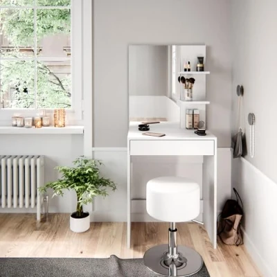 Image de Vicco Coiffeuse Isabelle, Blanc, 60 cm avec Tabouret