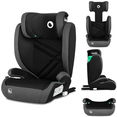 Image de LIONELO HUGO I SIZE Rehausseur Voiture Enfant Siège Auto Groupe 2 3, de 100 à 150 cm Montage ISOFIX Appui tête Réglable Memory Foam Protection Latérale Accoudoirs Confortables Dossier Amovible
