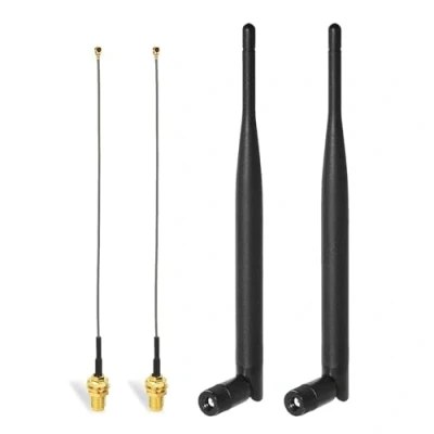Image de Bingfu Antenne WiFi Bi Bande 2.4GHz 5GHz 5.8GHz 6dBi RP SMA Mâle, Câble de U.FL IPEX IPX vers Femelle 15cm pour ESP32 CAM Intel PCIE Carte Réseau Caméra IP Sécurité Routeur Adaptateur USB