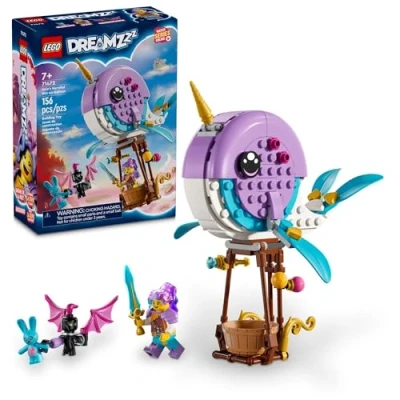 Image de LEGO DREAMZzz 71472 Ballon à air chaud en forme de narval d&#039;Izzie, sauvez Bunchu d&#039;un Grimspawn, figurine baleine transformable pour enfants, jouet lapin garçons et filles 7 ans plus