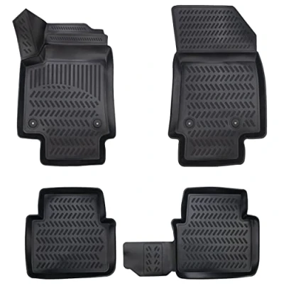 Image de Elmasline Lot de tapis en caoutchouc, design 3D, pour Opel Crossland X année construction à partir 2017 Bord extra haut 5 cm