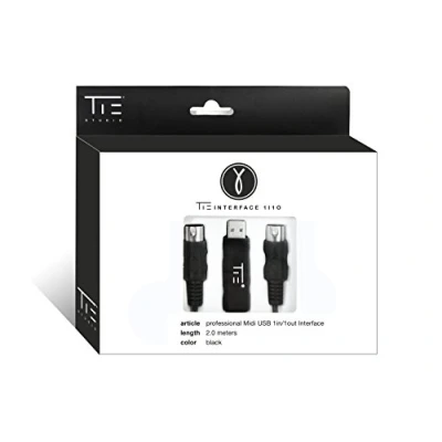 Image de Tie Studio professionnel midi sans latence (interface USB type A avec octocoupleur, 2, 0 m, plug &amp; play, synchronisation stable, Windows et Mac OSX) noir 19 90006