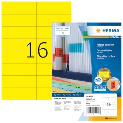 Image de Herma 4256 Étiquettes 105 x 37 A4 1600 pièces Jaune