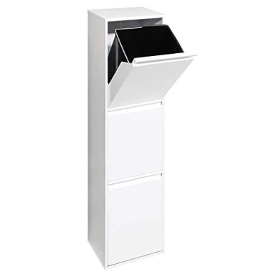Image de ARREGUI Basic CR301 B Poubelle de Recyclage Cuisine 3 Bacs x 17 L (51 L) Tri Sélectif Rangements Meuble en Acier avec Seaux Sac blanc