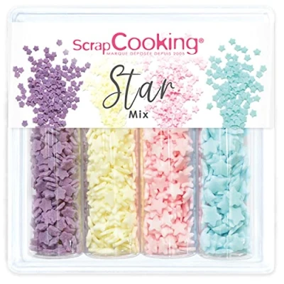 Image de ScrapCooking Décors Sucrés Star Mix 52g Décorations Etoiles Pâtisserie, Desserts, Gâteaux, Biscuits, Cupcakes, Anniversaires