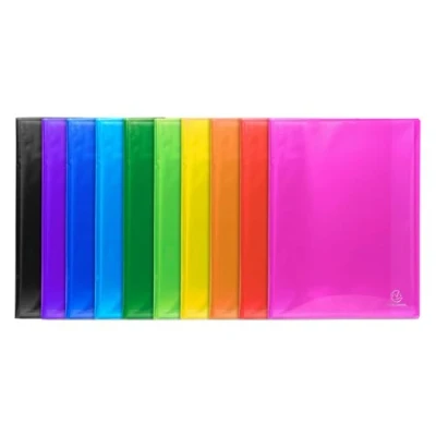 Image de Exacompta Réf. 85570E Carton de 12 Protège documents Iderama 50 pochettes cristal lisse 100 vues pour A4 dim 24 x 32 cm couverture en polypro semi rigide couleurs assorties