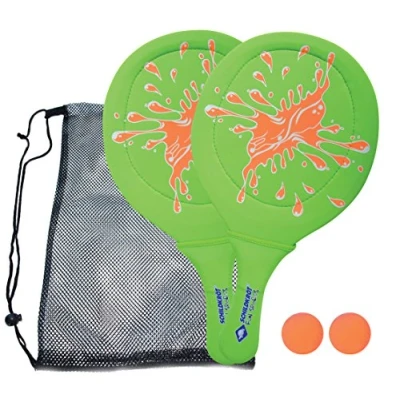 Image de Schildkröt Set de Beachball en Néoprene, 2 Raquettes et Balles, dans Un Sac Filet, 970219 Unisex, Vert/Orange, Universal