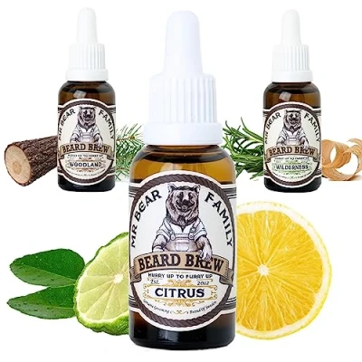 Image de Huile barbe Hommes Mr Bear Family Citron Entretient la pour pousse de hydratante à l’huile Jojoba &amp; d’Argan Soin hydratant Homme 30 ml