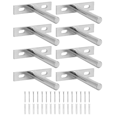Image de QWORK® 8 Pièces Fixation Étagères Murale Invisible 75mm Supports Flottante en Fer Solide