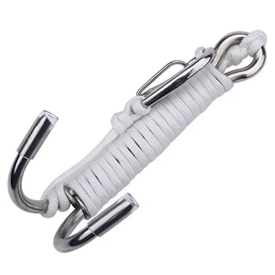 Image de Tbest Reef Hook,Tbe Crochet Double De Récif sous Marine avec Cordon Rétractable Bobine Fixation Hook Replacement pour Plongeur (Blanc)