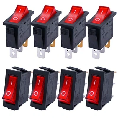 Image de Twtade8 pcs lumière rouge lumineux onoff Spst 3 broches 2 position Mini Bateau Interrupteur à bascule Voiture Auto Rocker Snap AC 250 V 125 V20 A （ Garantie de