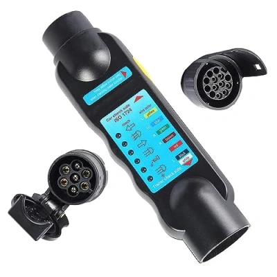 Image de AOHEWEI Lumières de Remorque 7 Broches Testeur Fiche et Prise Circuit Câblage 12V avec Adaptateur Caravane à 13 Voiture Convertisseur Connecteur