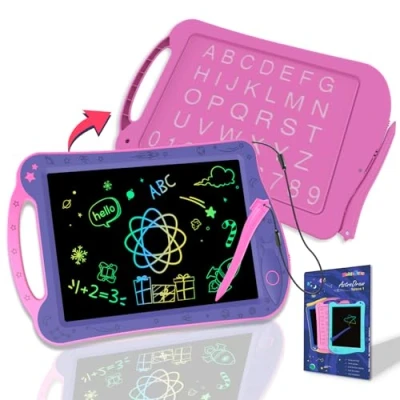 Image de HOMESTEC AstroDraw Jouet Tablette Dessin Enfant de 2 3 4 5 6 ans Filles, Filles 1ères et Écriture jouet, D&#039;écriture LCD, Cadeau Fille Anniversaire Noël pour Enfants (Violet/Rose)
