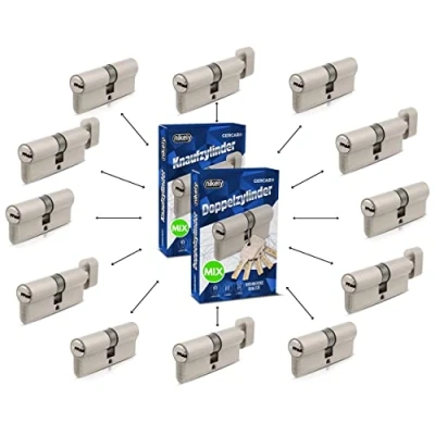 Image de GERCAR Pro 12x cylindre serrure/barillet de porte profilé ou à bouton MIX 60/70/80/90 mm combinaison libre cylindres tailles différentes avec la même clé 60 clés système OKS
