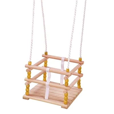 Image de Idena 40192 Balançoire en Bois pour bébé à partir de 1 an, avec Cordes Maintien réglables et Anneaux Acier, capacité Charge jusqu&#039;à 50 kg, Un Plaisir Balancement sans soucis
