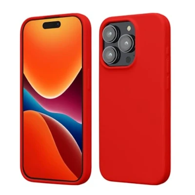 Image de kwmobile Coque pour iPhone 15 Pro Housse de téléphone Fine en Silicone avec Surface Douce et Anti Choc Rouge