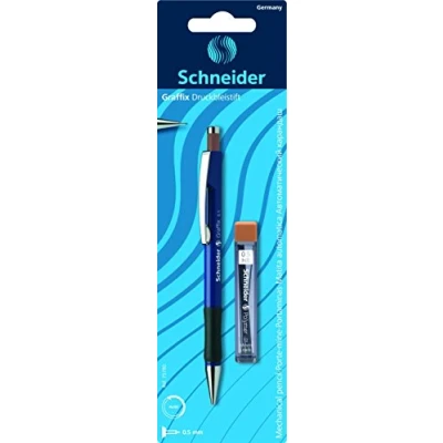 Image de Schneider Porte mine Graffix 0,5 HB Bleu foncé avec carte blister + boîte de 12 mines