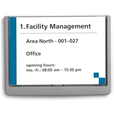 Image de Durable 486637 Click Sign Plaque de Porte Et Signalisation avec Cadre Profilé Plastique Coloris Gris Graphite Format A5 Paysage 210 x 148,5 mm