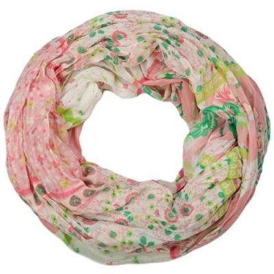 Image de styleBREAKER écharpe tube en boucle avec motif floral allover mélange, crash et froissé, paisley, points, fleurs, roses 01014008, couleur:Rose vert