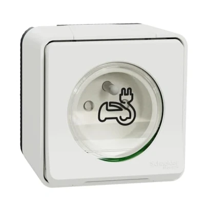 Image de Schneider Electric Mureva Styl Prise courant 2P+T renforcee saillie IP55 IK08 EV blanc MUR39010