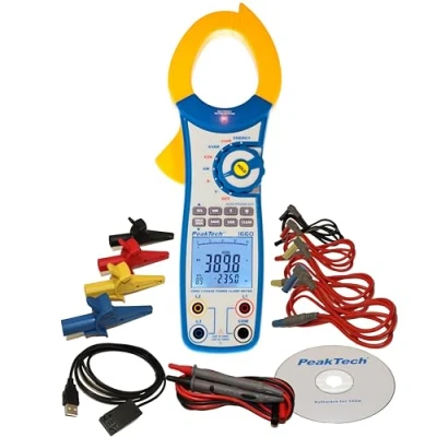 Image de PeakTech 1660 Pince de Courant Efficace avec USB, 1000A AC, 9999 counts, Multimètre Numérique, pour kW, kWh, kVA, TÜV/GS, Courant, Voltmètre sans Contact, Testeur Continuité