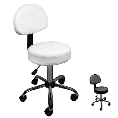 Image de Vivezen Tabouret Rond à roulettes avec Dossier réglable en Hauteur de 50 64 cm et pivotable 360 2 Coloris