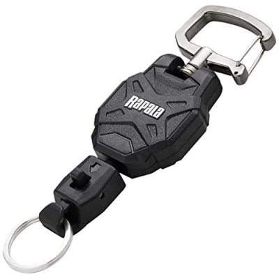 Image de Rapala Mousqueton RCD Small Retractable Lanyard Petit pour la Pêche Article de en Zinc Rotatif à 360 Attache Rapide Ressort Solide Matériel Taille S Noir