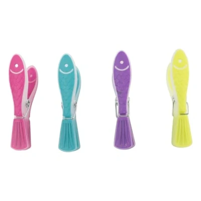 Image de Je Cherche Une Idée ME2275 Lot de 18 Pinces à Linge Poisson Plastique Multicolore 4 x 1,60 8,60 cm