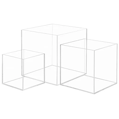 Image de Belle Vous Cube Plexi Transparent (Lot de 3) Acrylique Anti Poussière Tailles Différentes pour Organiser / Protéger Exposer Protection Figurine, Pièces Collection et Jouet