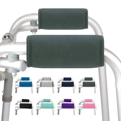 Image de supregear Poignées Rembourrées pour Déambulate, 2 Paquet Coussinets Poignée Confortable Doux Fauteuil Roulant à Béquille Walker, Accessoire de Mobilité Respirant Antidérapant (Gris Foncé)