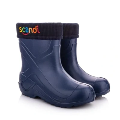 Image de Lemigo Enfants Jeunes Bottes de Pluie Doublées Ultralégeres EVA SCANDI (Bleu Foncé Lettres Couleur, numeric_29)