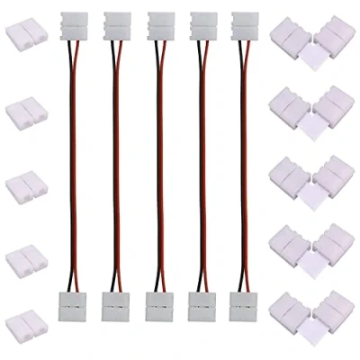Image de BoHong Connecteur d&#039;angle de Bande LED Monochrome SMD 3528 2835 8mm Large Corde Rallonge Ruban Câble d&#039;extension Strip Connector Diviseur en Forme L Angle Droit Cavalier